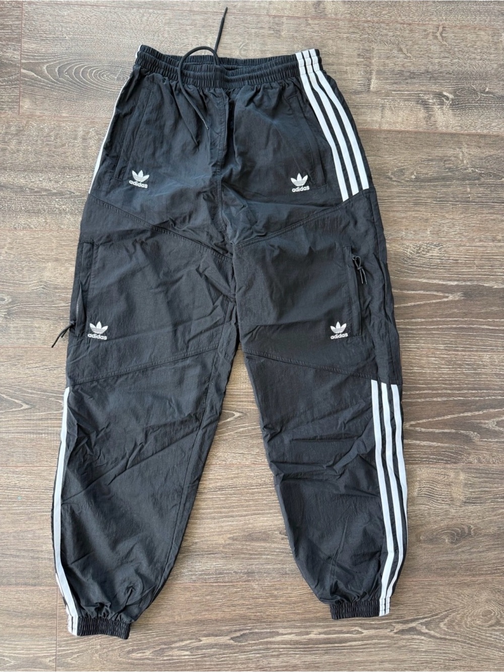 adidas Black Windbreaker jogger pants